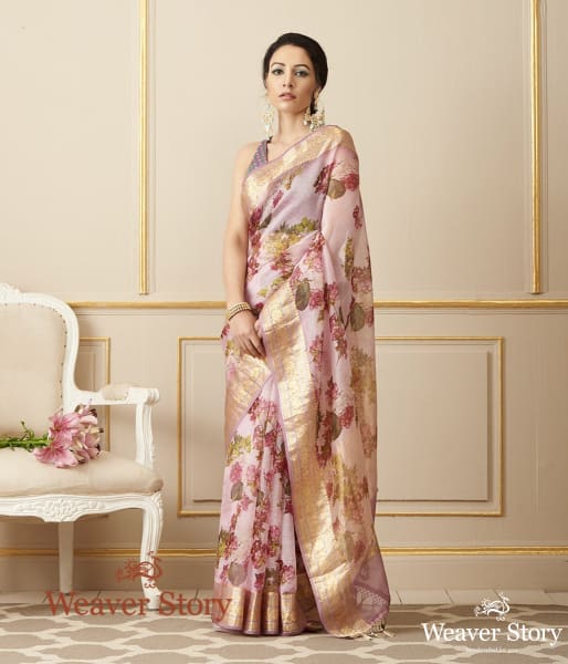 Handwoven Printed Organza Saree