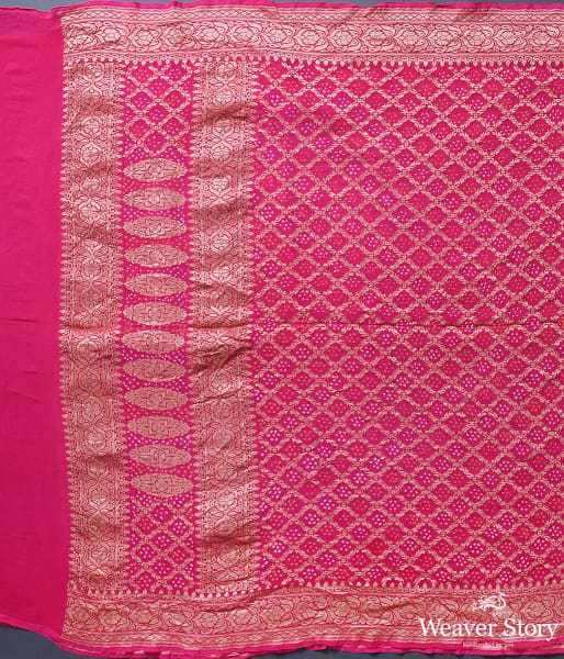 Handwoven Pink Banarasi Bandhej Dupatta