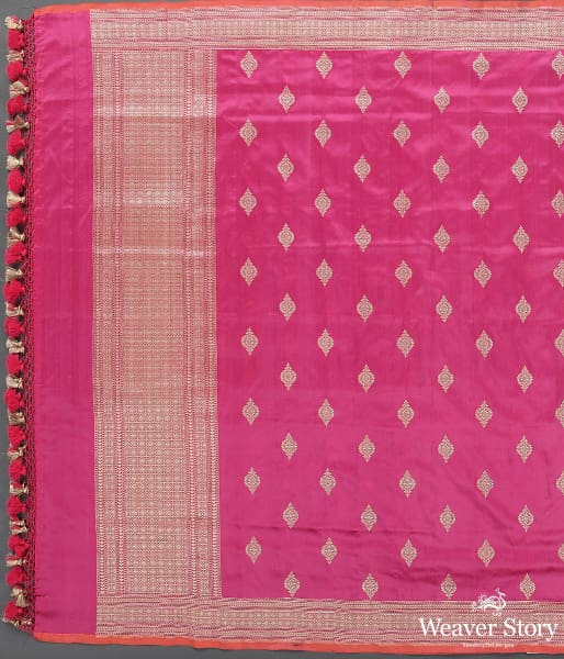 Handwoven Pink Banarasi Kadhwa Booti Dupatta