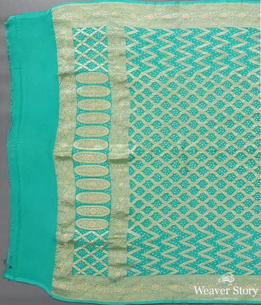 Handwoven Aqua Green Banarasi Bandhej Dupatta