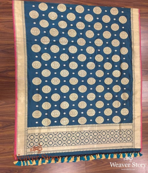 Handwoven Teal Green Banarasi Dupatta with Kadhwa Motifs