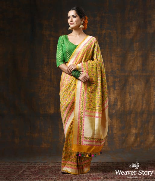 Handwoven Pink Banarasi Patola Saree