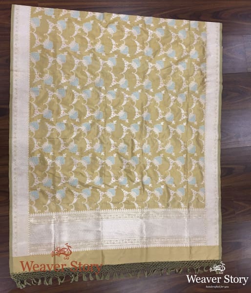 Handwoven Olive Meenakari Kadhwa Banarasi Dupatta