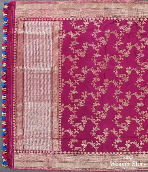 Handwoven Wine Kadhwa Jangla Dupatta