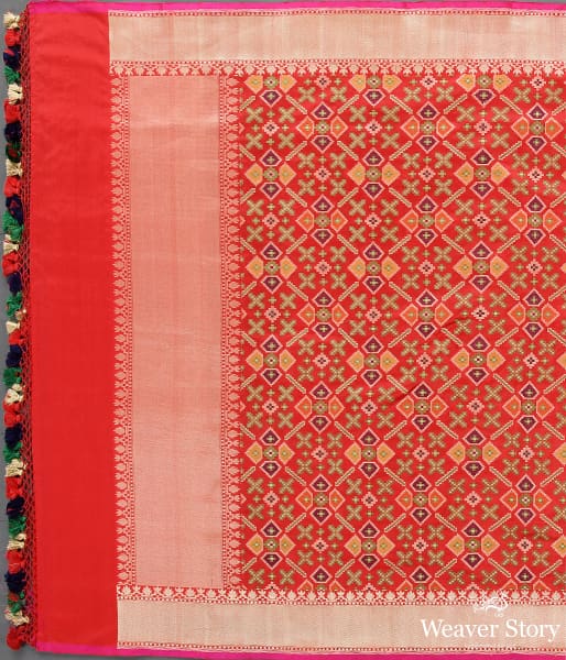 Handwoven Red Meenakari Patola Dupatta