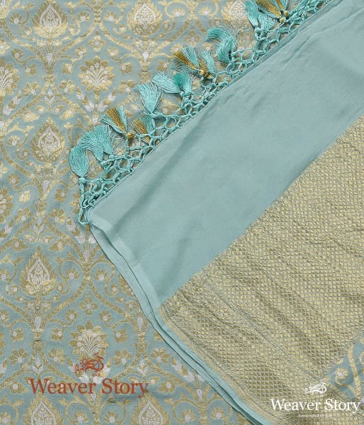Handwoven Oceon Blue Sona Rupa Zari Dupatta