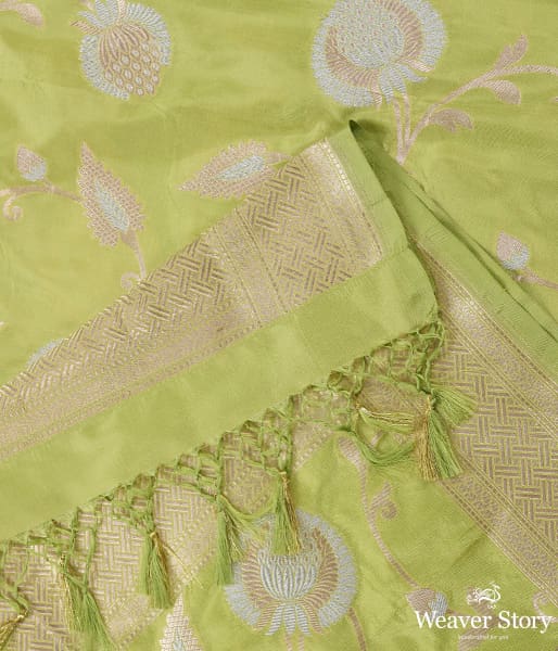 Handwoven Light Green Katan Silk Dupatta