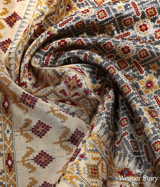 Grey Beige Tissue Patola in Ektara weave