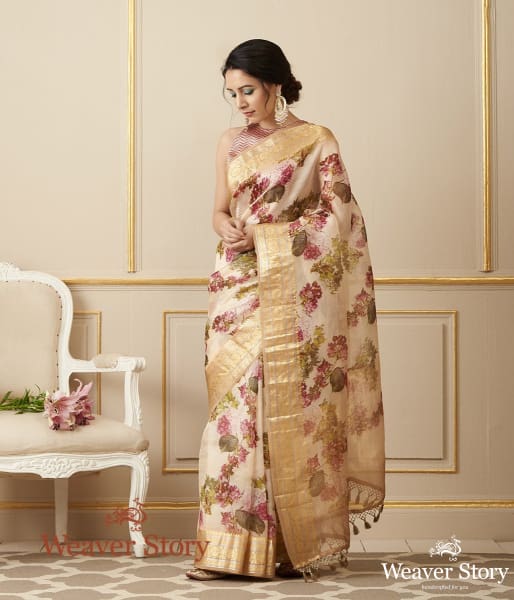 Handwoven Printed Organza Saree