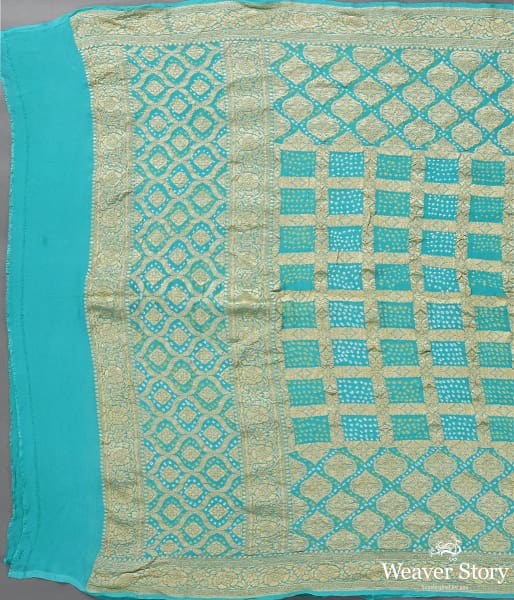 Handwoven Sea Green Banarasi Bandhej Dupatta