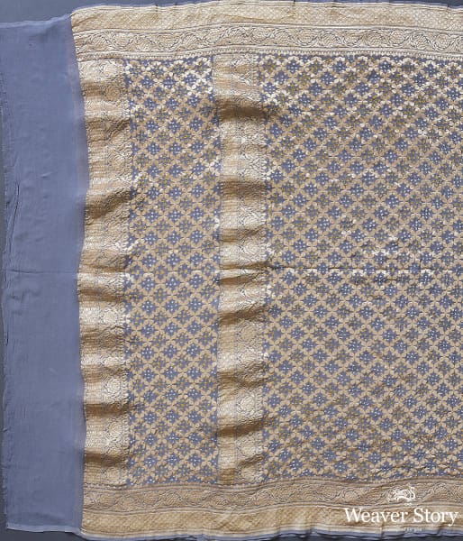 Handwoven Grey Banarasi Bandhej Dupatta