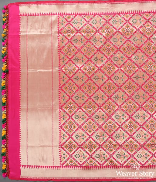 Handwoven Pink Gharchola Patola Dupatta