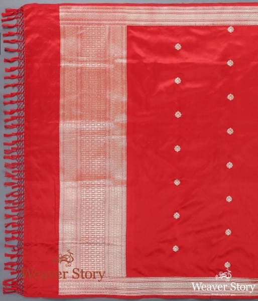 Handwoven Red Katan Silk Kadhwa Booti Dupatta