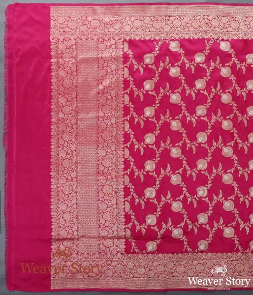 Handwoven Pink Kadhwa Jangla Dupatta with Sona Rupa Zari