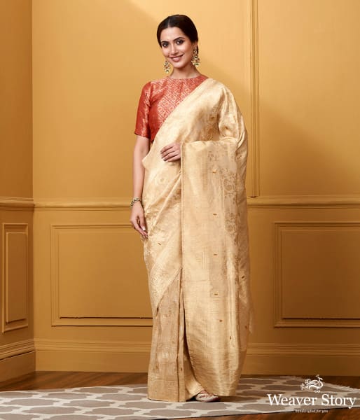 Handwoven Gold Tissue Shikargah Saree