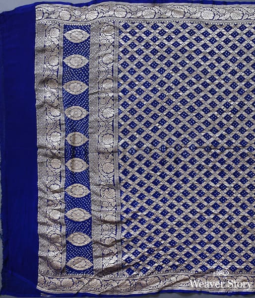 Handwoven Blue Banarasi Bandhej Dupatta