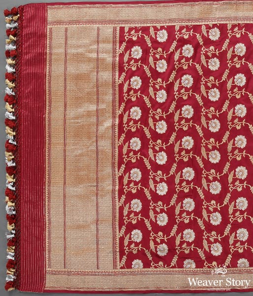 Handwoven Wine Sona Rupa Jangla Dupatta