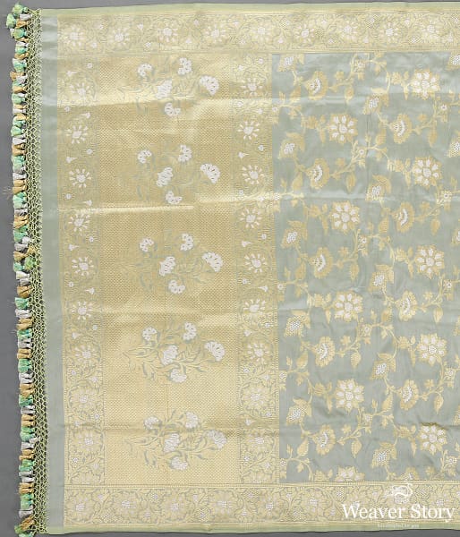 Handwoven Powder Blue Sona Rupa Kadhwa Jangla Dupatta