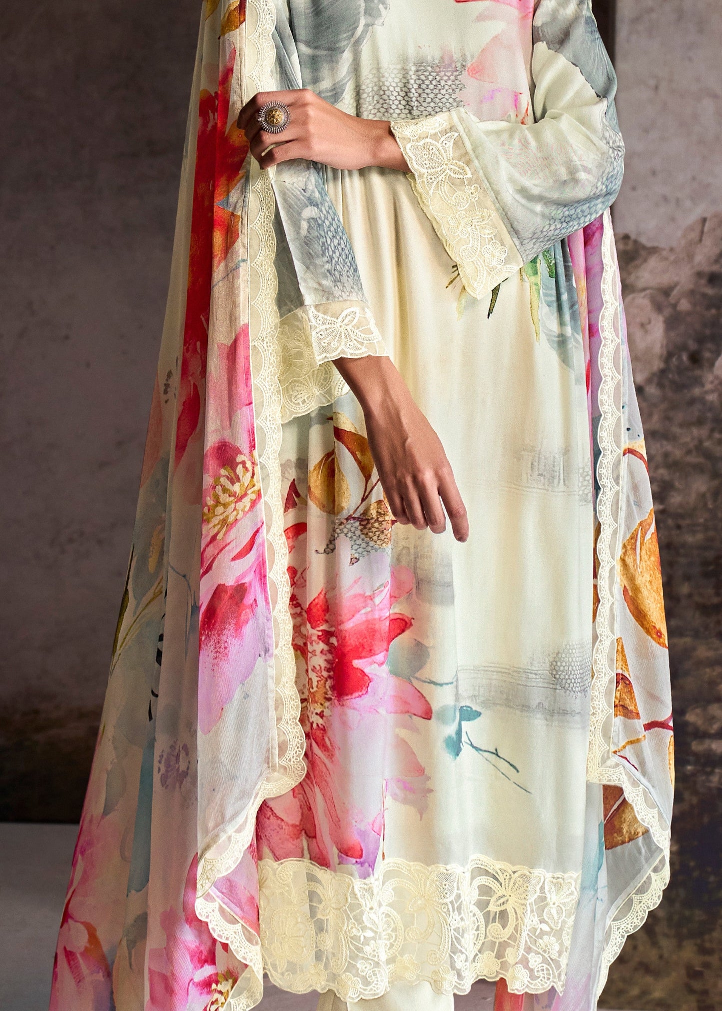 Light Yellow Pure Muslin with Digital Print Salwar Suit