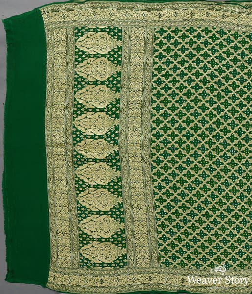Handwoven Green Banarasi Bandhej Dupatta