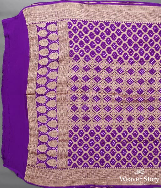 Handwoven Purple Banarasi Bandhej Dupatta