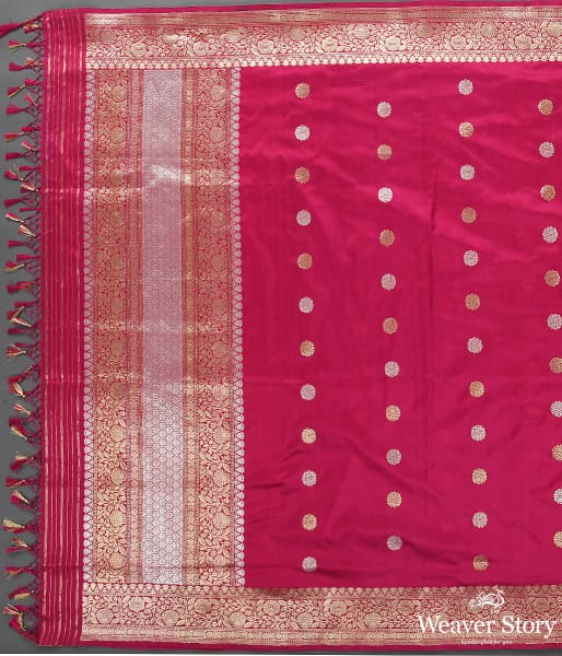 Handwoven Pink Banarasi Kadhwa Booti Dupatta
