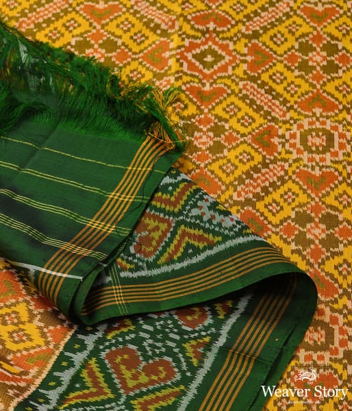 Handwoven Green and Yellow Patola Dupatta