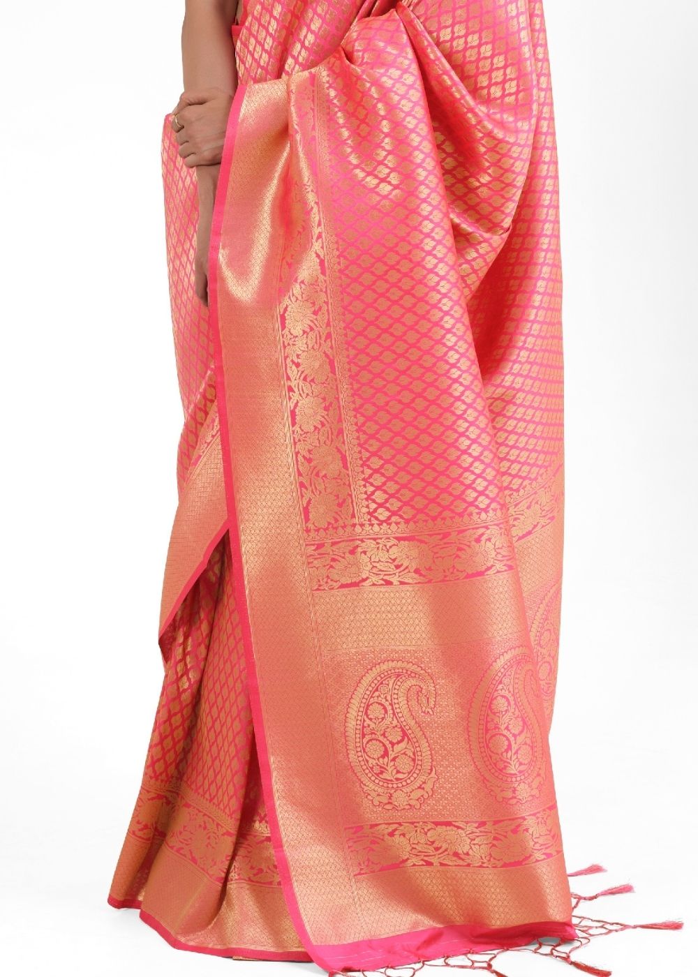 Vivid Pink Kanjivaram Soft Woven Silk Saree