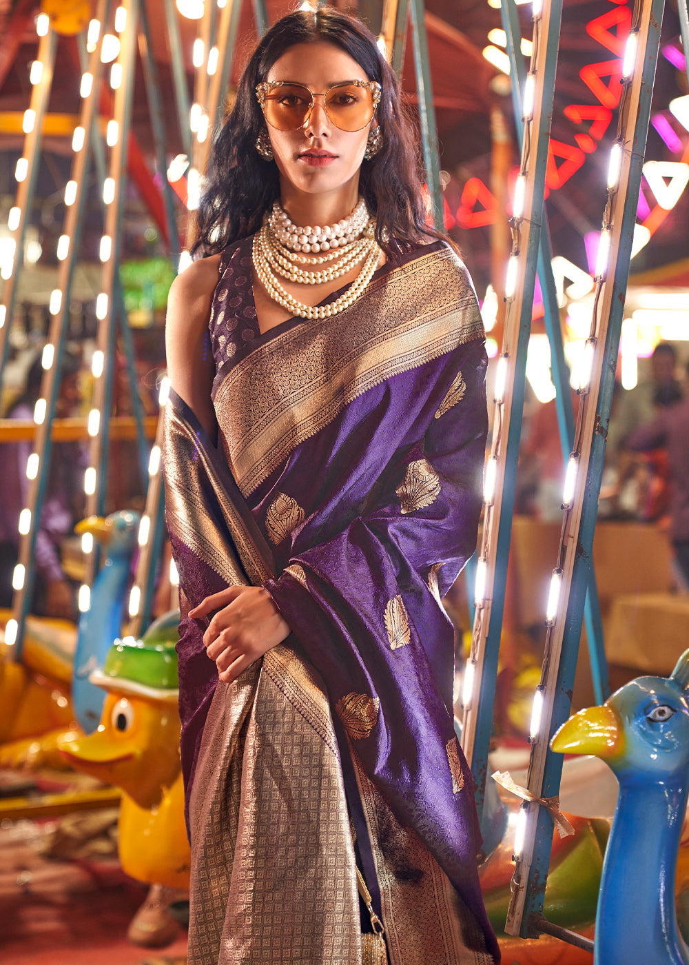 Beige Brown Handloom Woven Art Silk Saree with Brocade Blouse