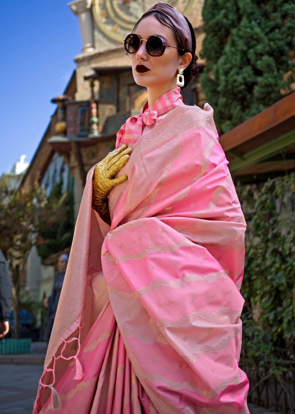 Shades Of Pink Rangkaat Handoom Woven Katan Silk Saree