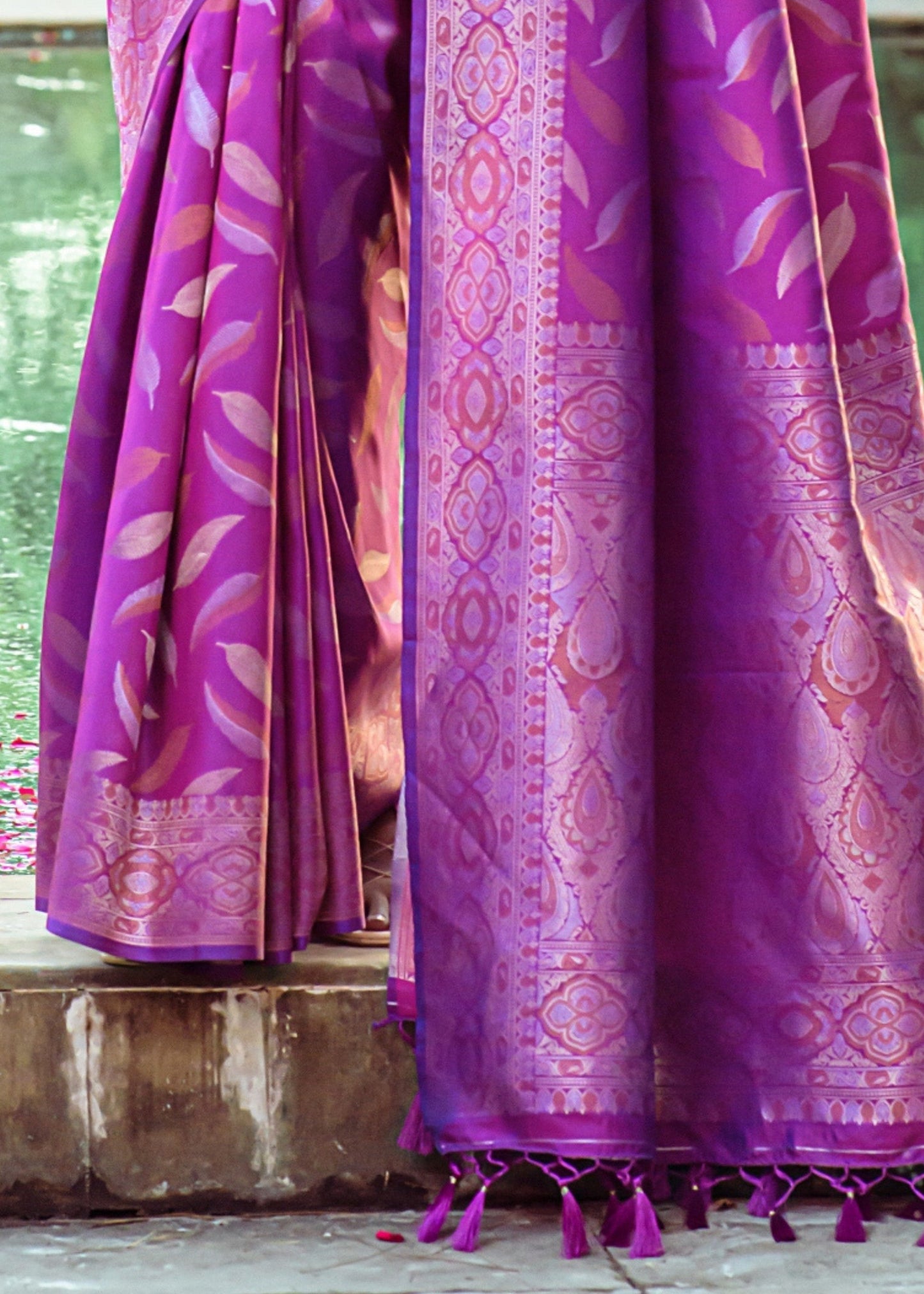 Electric Purple Zari Woven Silk Saree