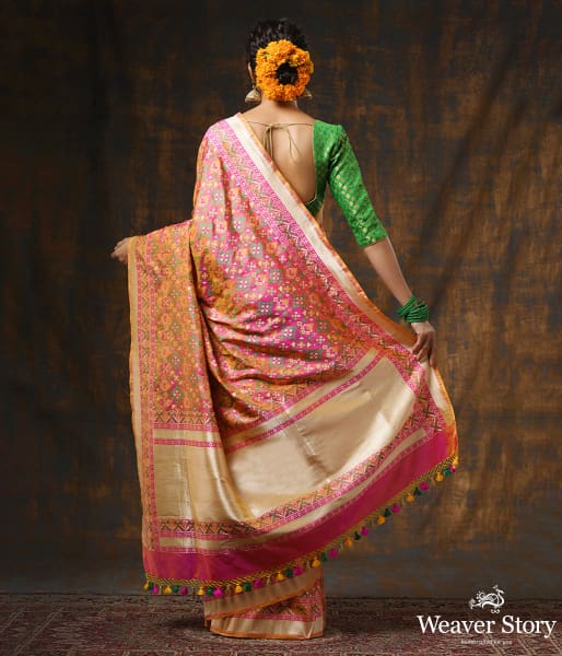 Handwoven Purple Cutwork Booti Meenakari Banarasi Patola Saree