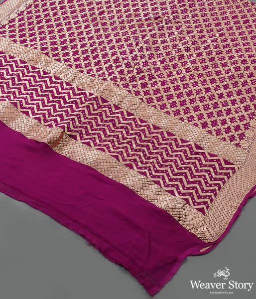 Handwoven Wine Banarasi Bandhej Dupatta