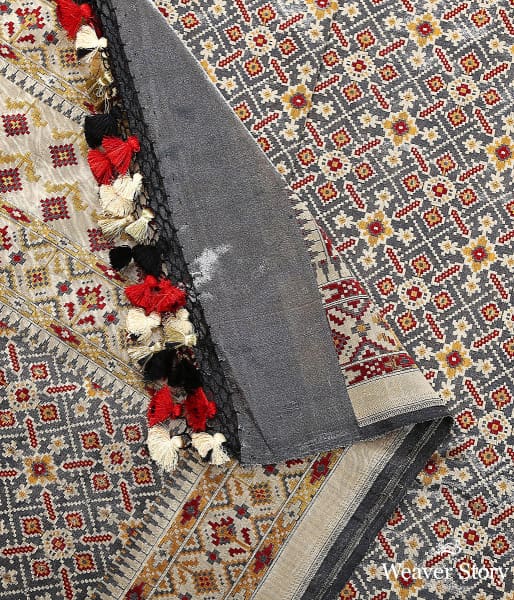 Grey Beige Tissue Patola in Ektara weave