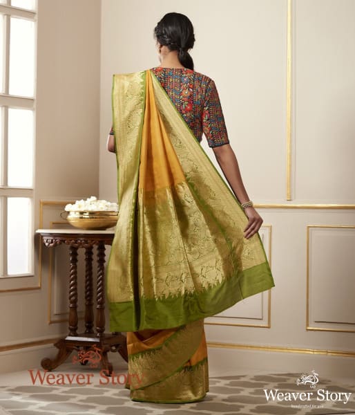 Handwoven Mustard Pashmina Saree