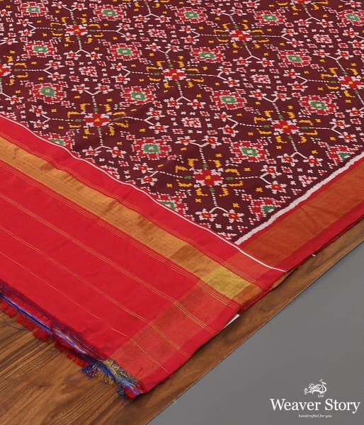 Handwoven Mahroon Red Patola Dupatta