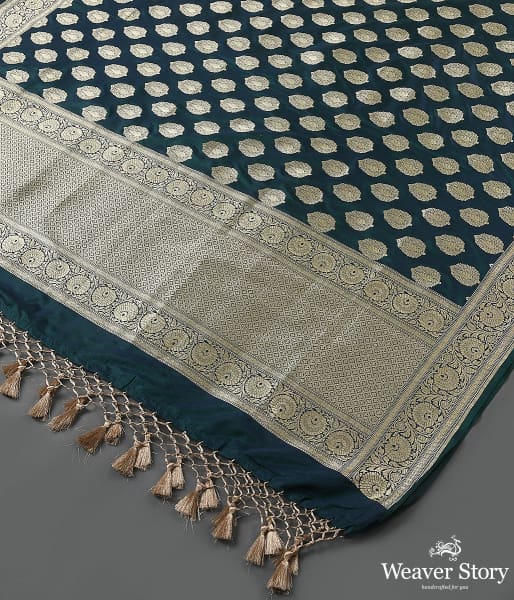 Handwoven Green Katan Silk Cutwork Booti Dupatta