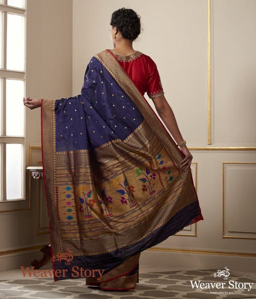 Handwoven Dark Purple Paithani Border