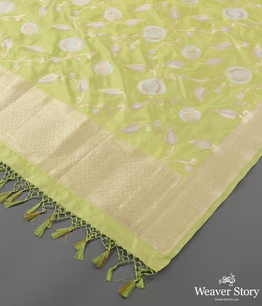 Handwoven Light Green Katan Silk Dupatta