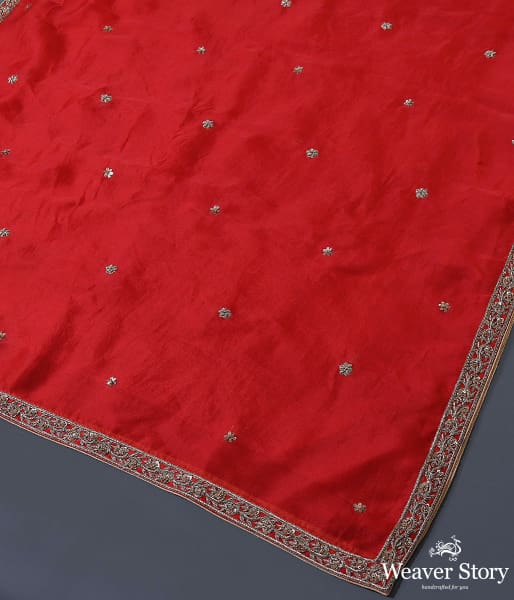 Handwoven Red Border Dupatta