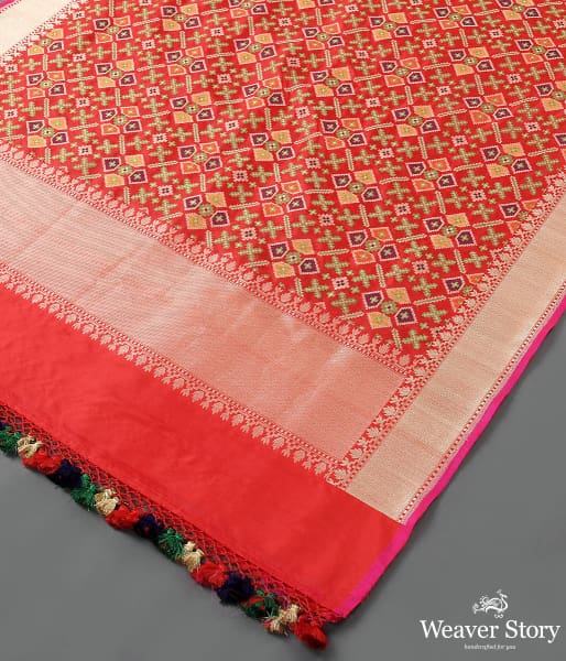 Handwoven Red Meenakari Patola Dupatta
