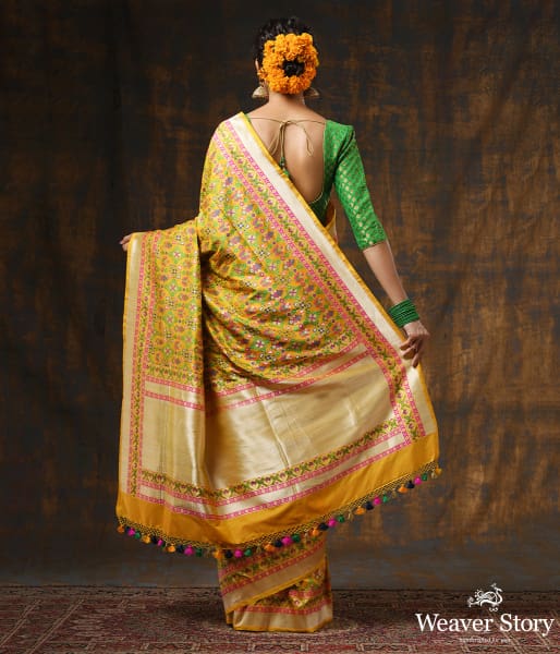 Handwoven Pink Banarasi Patola Saree