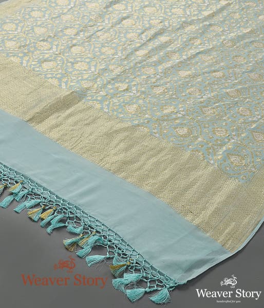 Handwoven Oceon Blue Sona Rupa Zari Dupatta