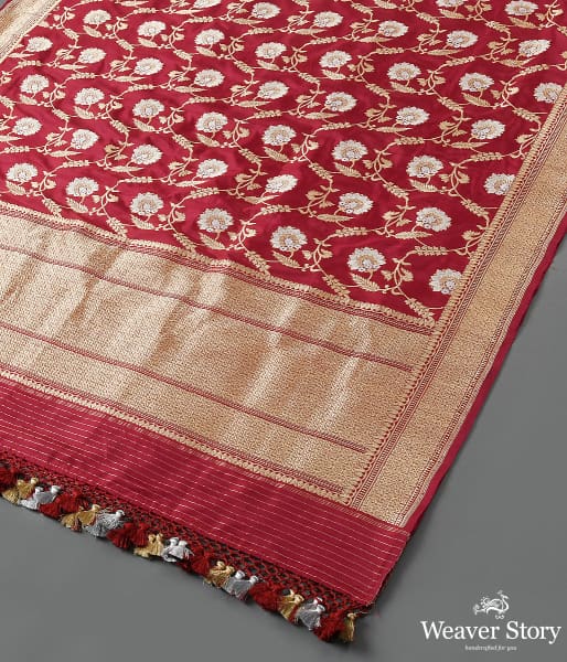 Handwoven Wine Sona Rupa Jangla Dupatta