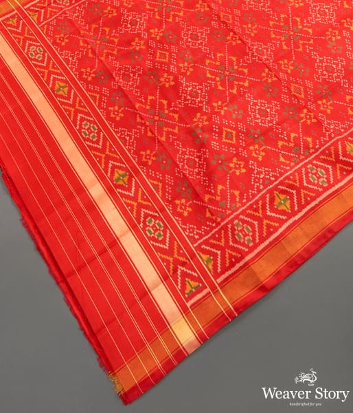 Handwoven Rajkot Silk Patola Dupatta in Red