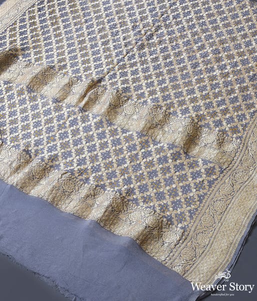 Handwoven Grey Banarasi Bandhej Dupatta