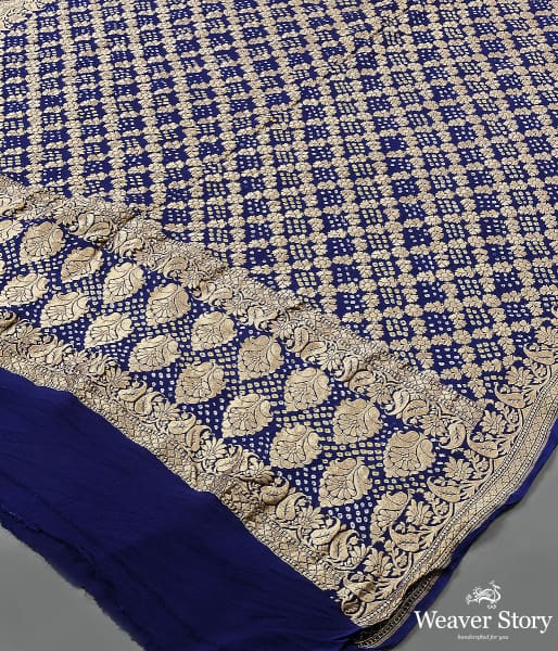 Handwoven Blue Banarasi Bandhej Dupatta
