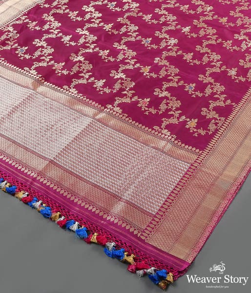 Handwoven Wine Kadhwa Jangla Dupatta