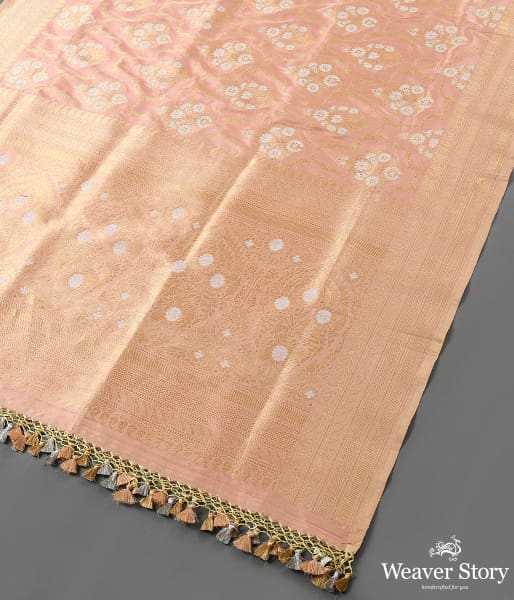 Handwoven Light Peach Kadhwa Jangla Dupatta