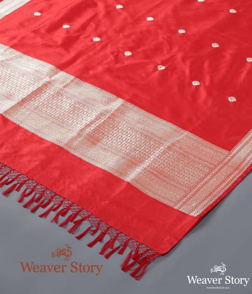 Handwoven Red Katan Silk Kadhwa Booti Dupatta